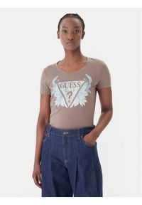 Guess T-Shirt W6GI12 K3027 Brązowy Regular Fit. Kolor: brązowy. Materiał: bawełna #1