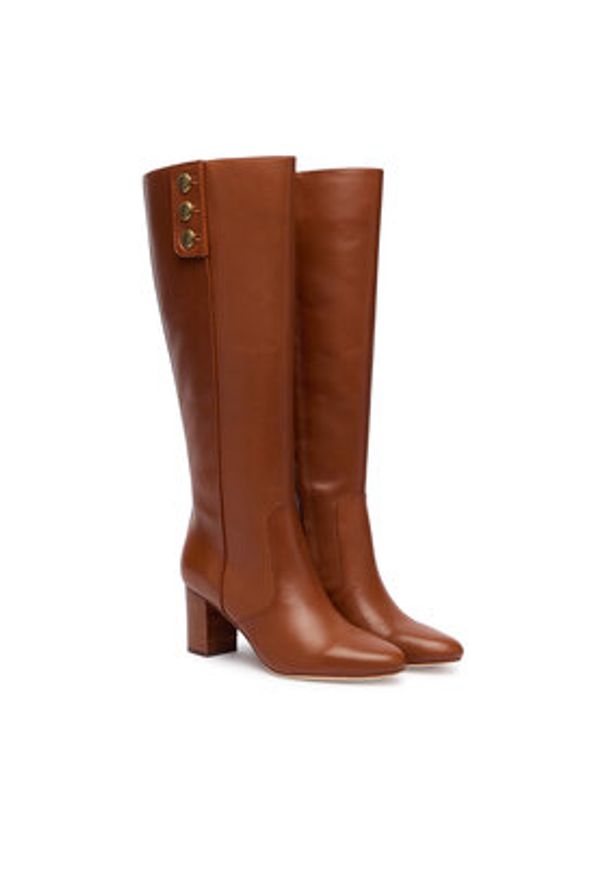 Lauren Ralph Lauren - LAUREN RALPH LAUREN Kozaki Kenndi 802977889001 Brązowy. Kolor: brązowy. Materiał: skóra