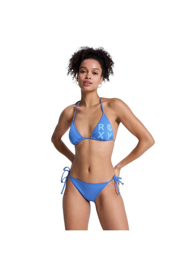 Roxy - Zestaw dwuczęściowy bikini damski SOLID ESSENTIALS. Kolor: niebieski. Materiał: tkanina, poliester, elastan