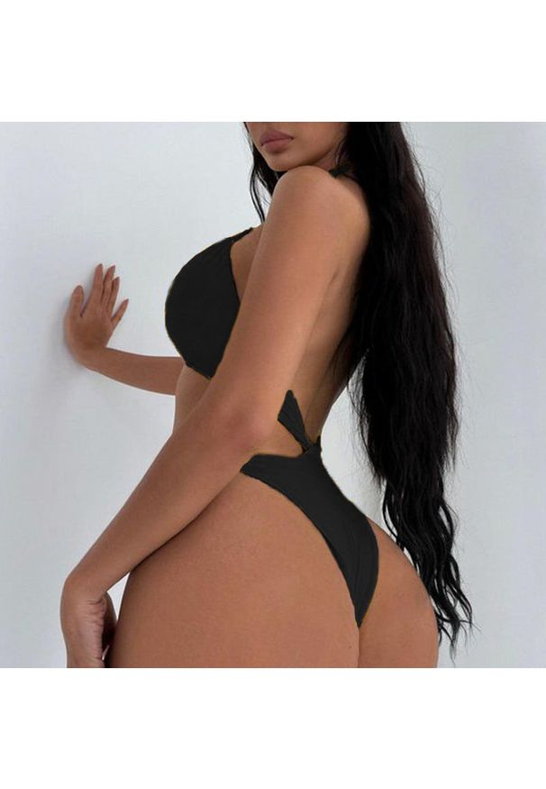 Intica - Strój kąpielowy z wiązaniem na szyi idealny na plażę Regiena. Kolor: niebieski. Materiał: materiał