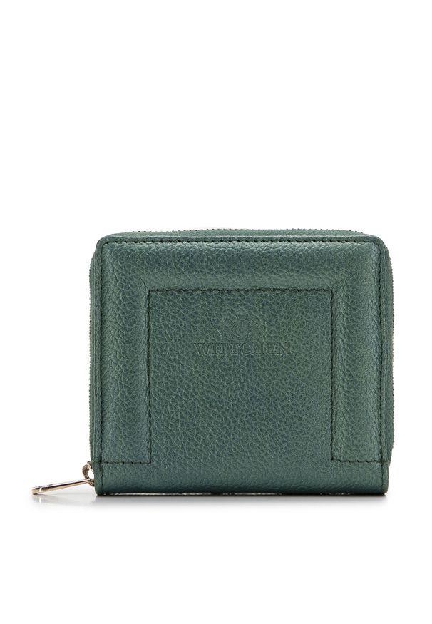Wittchen - Damski portfel skórzany z ozdobnym brzegiem mały zielony. Kolor: zielony. Materiał: skóra