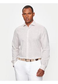 JOOP! Koszula 144Pai 30041416 Beżowy Slim Fit. Kolor: beżowy. Materiał: bawełna, len