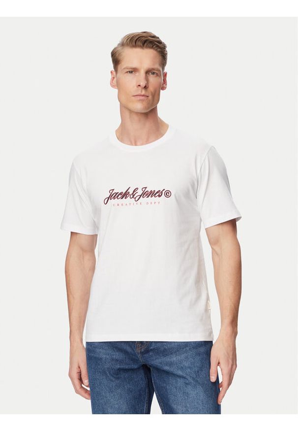 Jack & Jones T-Shirt Montauk Type 12290887 Biały Regular Fit. Kolor: biały. Materiał: bawełna