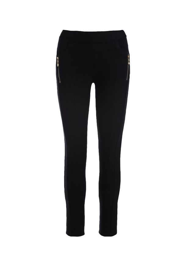 Born2be - Czarne Legginsy Amiata. Kolor: czarny. Materiał: dzianina. Długość: długie. Wzór: gładki