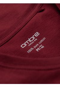 Ombre Clothing - Bawełniana klasyczna męska koszulka z dekoltem w serek BASIC – bordowa V10 - Rozmiar: XL. Typ kołnierza: dekolt w serek. Kolor: czerwony. Materiał: bawełna. Styl: klasyczny #3