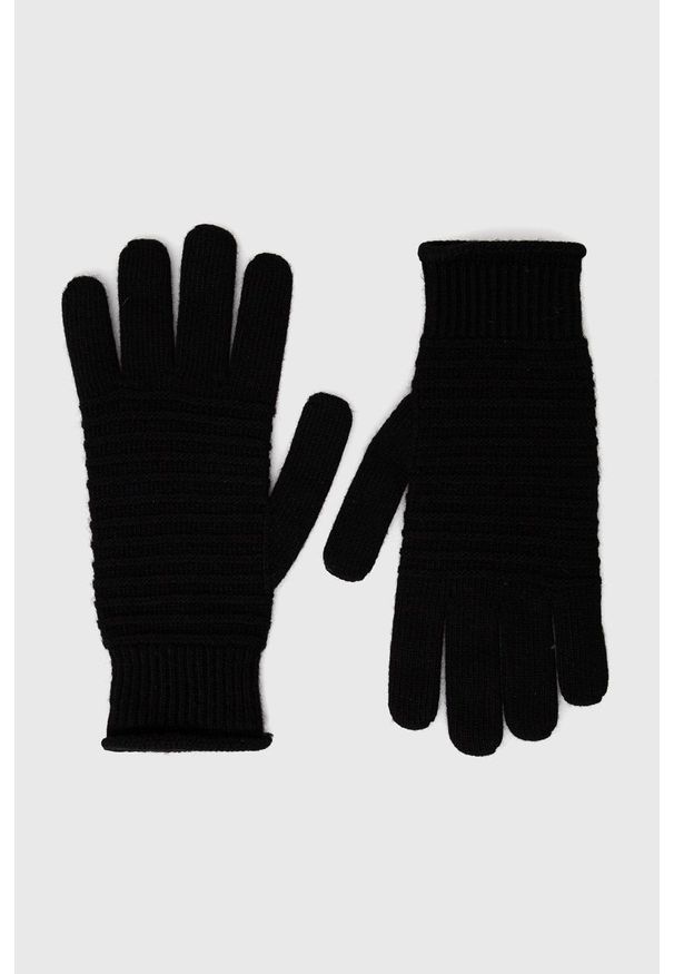 Sisley - Rękawiczki z domieszką kaszmiru. Kolor: czarny. Materiał: kaszmir. Wzór: gładki