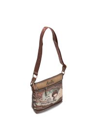 Brązowa Torebka Anekke Elegancka Damska Listonoszka Na Ramię. Kolor: brązowy. Wzór: aplikacja. Materiał: zdobione, skórzane. Styl: elegancki. Rodzaj torebki: na ramię #2