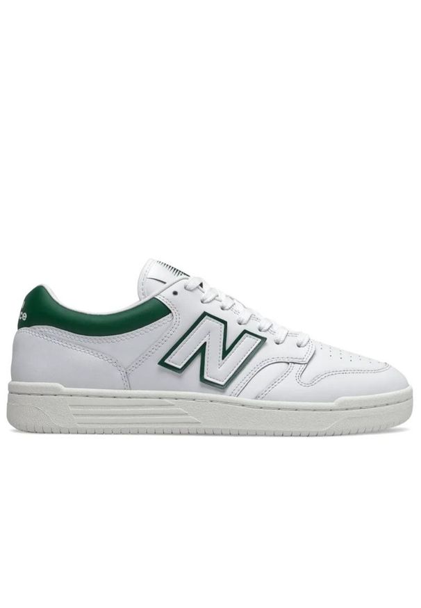 Buty unisex New Balance BB480LGT - białe. Kolor: biały. Materiał: skóra. Szerokość cholewki: normalna. Sport: koszykówka