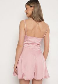 Born2be - Różowa Sukienka Vices na Ramiączkach o Fasonie Bombki Folonna. Okazja: na co dzień. Typ kołnierza: dekolt kwadratowy. Kolor: różowy. Długość rękawa: na ramiączkach. Typ sukienki: bombki. Styl: casual, elegancki #2