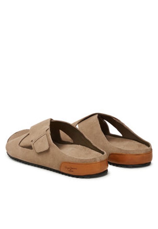 Pepe Jeans Klapki Corby Cross PMS90124 Beżowy. Kolor: beżowy. Materiał: skóra, zamsz