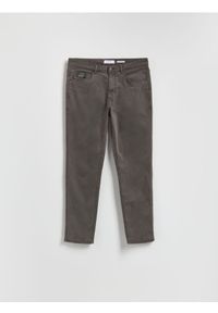 Reserved - Spodnie Slim fit - ciemnoszary. Kolor: szary. Materiał: tkanina, bawełna