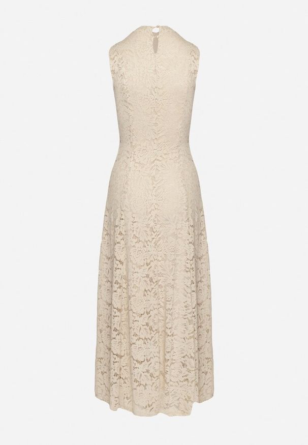 Born2be - Beżowa Koktajlowa Sukienka z Koronki Jolretia. Kolor: beżowy. Materiał: koronka. Wzór: koronka. Typ sukienki: ołówkowe. Styl: wizytowy