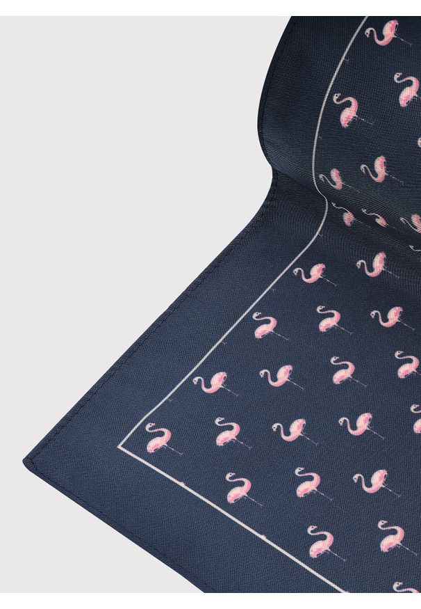 Pako Lorente - PAKO LORENTE - Granatowa poszetka we flamingi. Kolor: niebieski. Materiał: poliester. Wzór: kolorowy