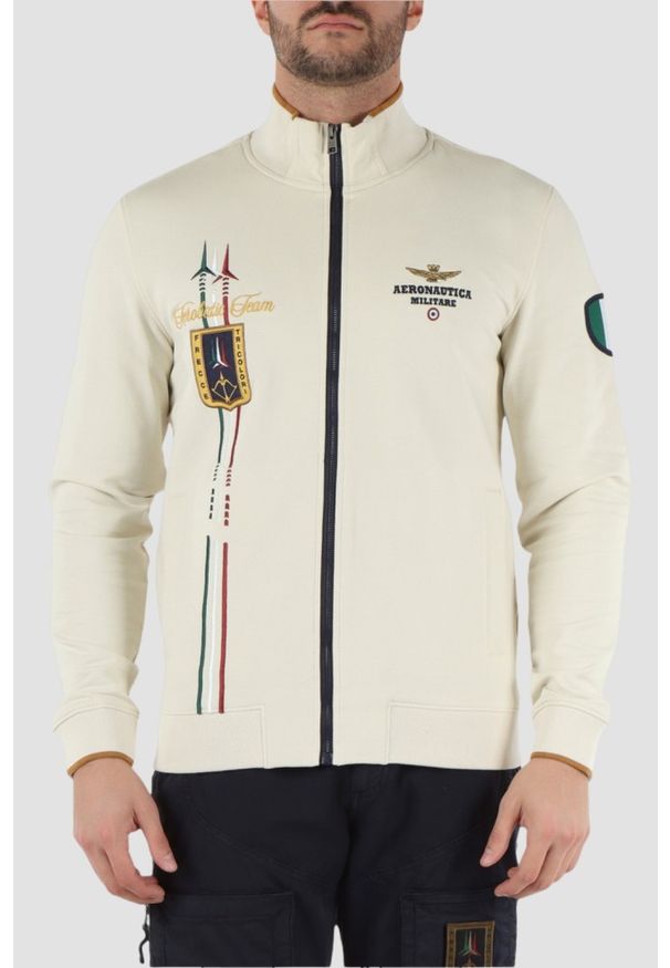 Aeronautica Militare - AERONAUTICA MILITARE Beżowa bluza męska Embroidered Frecce Tricolori, Rozmiar XXL. Kolor: beżowy