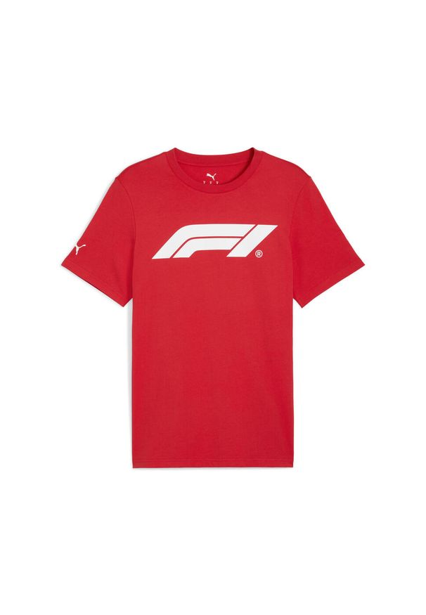 Puma - Męska koszulka F1® Essentials z logo PUMA Pop Red. Kolor: czerwony. Wzór: nadruk