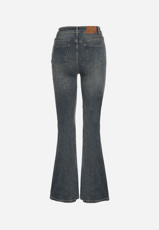 Born2be - Niebieskie Jeansy Dzwony z Wysokim Stanem Fesanera. Okazja: na co dzień. Stan: podwyższony. Kolor: niebieski. Styl: casual, elegancki, klasyczny