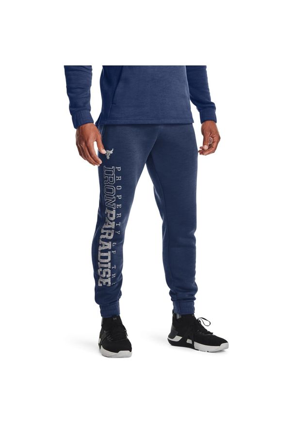 Spodnie męskie Under Armour UA Pjt Rock. Kolor: niebieski. Materiał: bawełna, materiał. Sport: fitness