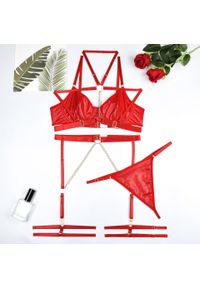 Intica - Komplet bielizny z łańcuszkami na romantyczne wieczory Serin. Kolor: czerwony. Materiał: materiał