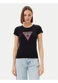 Guess T-Shirt E5GI08 J1314 Czarny Slim Fit. Kolor: czarny. Materiał: bawełna