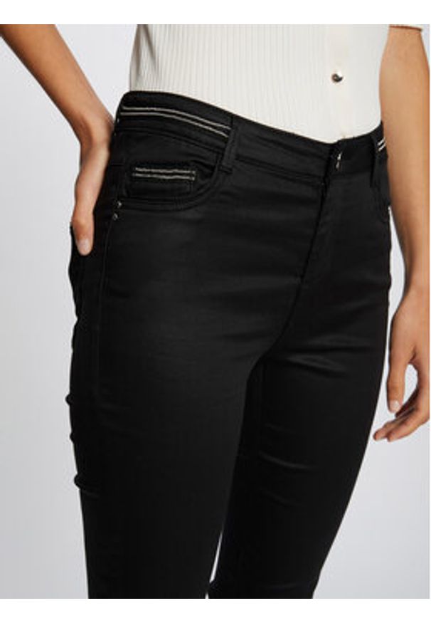 Morgan Spodnie materiałowe 212-PALONA Czarny Slim Fit. Kolor: czarny. Materiał: bawełna, syntetyk
