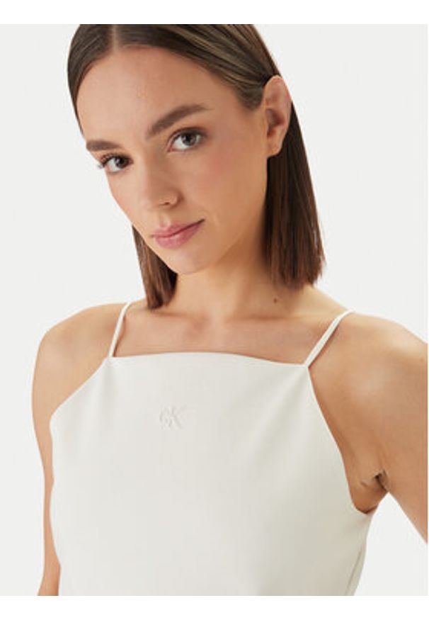 Calvin Klein Jeans Top Ponte LV044F206G Beżowy Slim Fit. Kolor: beżowy. Materiał: syntetyk