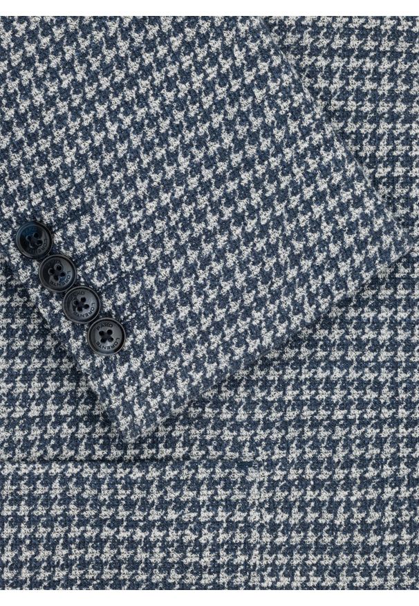 Pako Lorente - PAKO LORENTE – Granatowa marynarka w pepitkę. Kolor: beżowy, niebieski. Materiał: bawełna, poliester