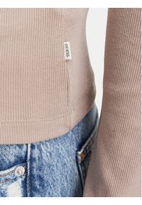 Guess Jeans Bluzka W6YP14 K3821 Beżowy Slim Fit. Kolor: beżowy. Materiał: bawełna #2