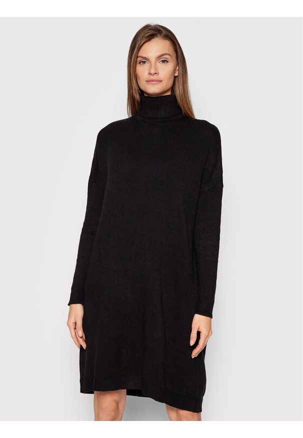 Sukienka dzianinowa Vila. Kolor: czarny. Materiał: dzianina