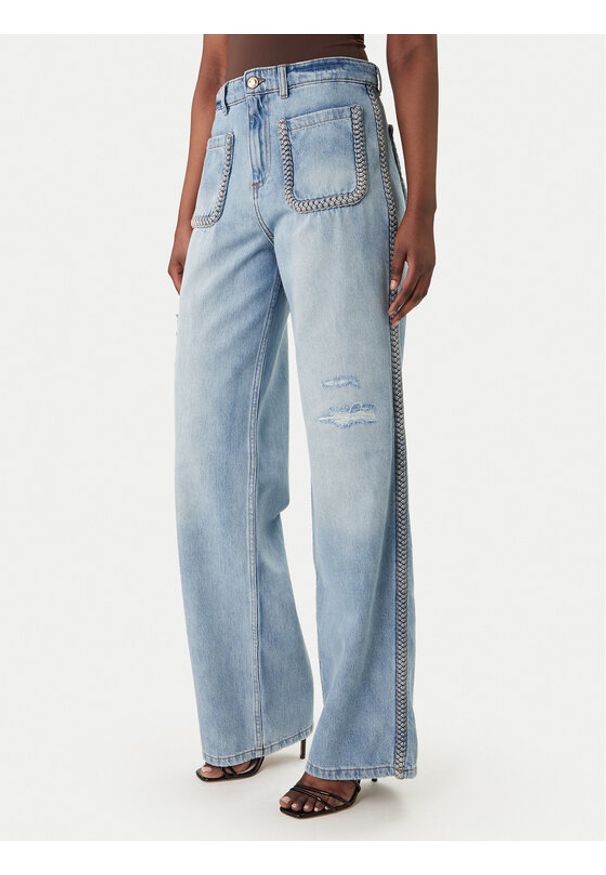 Just Cavalli Jeansy 80PAB5T2 CDWCH Granatowy Straight Fit. Kolor: niebieski