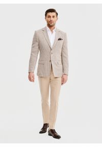 Pako Lorente - Brązowa marynarka w pepitkę. Okazja: na co dzień. Kolor: brązowy. Materiał: wiskoza, elastan, poliester. Sezon: wiosna. Styl: casual #3