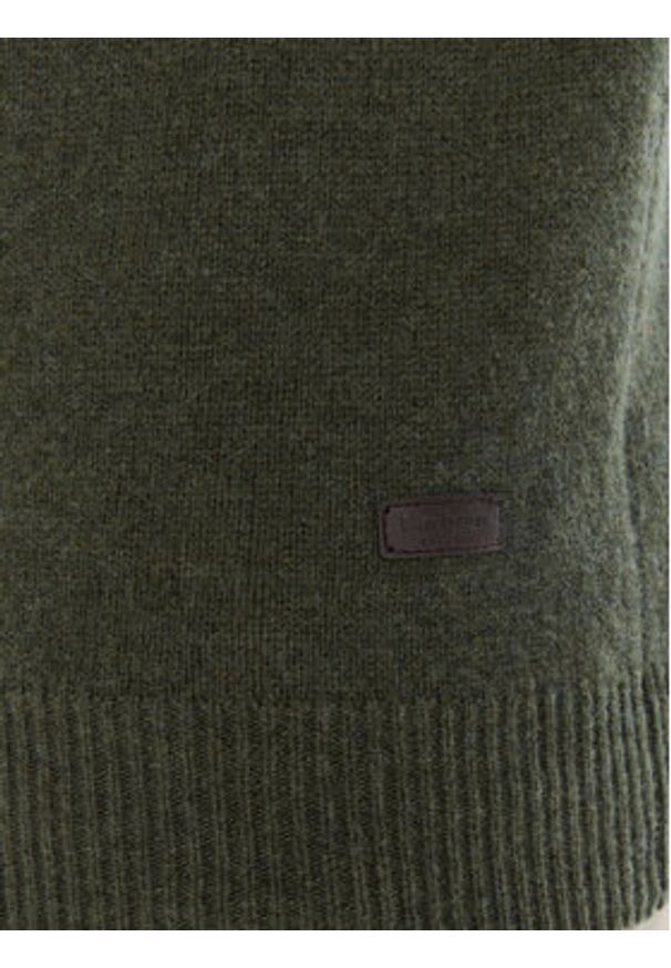 Barbour Sweter Patch Half Zip MKN0585OL51 Zielony Regular Fit. Kolor: zielony. Materiał: wełna