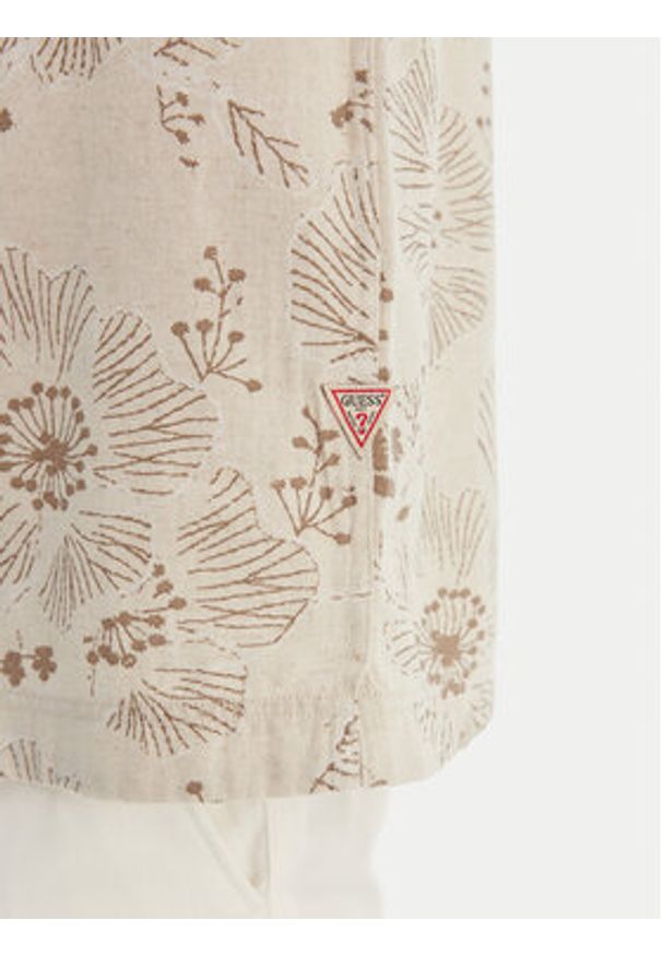 Guess Koszula M6GH29 W1718 Beżowy Regular Fit. Kolor: beżowy. Materiał: syntetyk