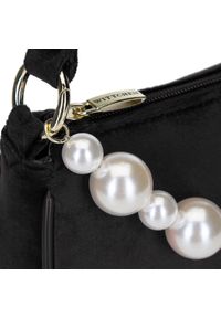 Wittchen - Damska torebka welurowa z perłami. Kolor: czarny. Wzór: aplikacja. Styl: elegancki, wizytowy. Rodzaj torebki: na ramię #5