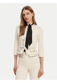 Elisabetta Franchi Marynarka GI-T51-51E2-V560 Écru Regular Fit. Materiał: syntetyk