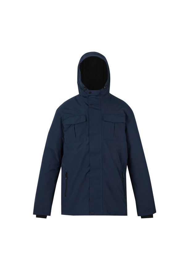 Regatta - Męska Wodoodporna Kurtka Ocieplana Eamont. Kolor: czarny, niebieski, wielokolorowy. Sport: turystyka piesza