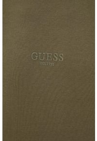 Guess t-shirt bawełniany kolor zielony z aplikacją. Kolor: zielony. Materiał: bawełna. Wzór: aplikacja. Styl: klasyczny #2