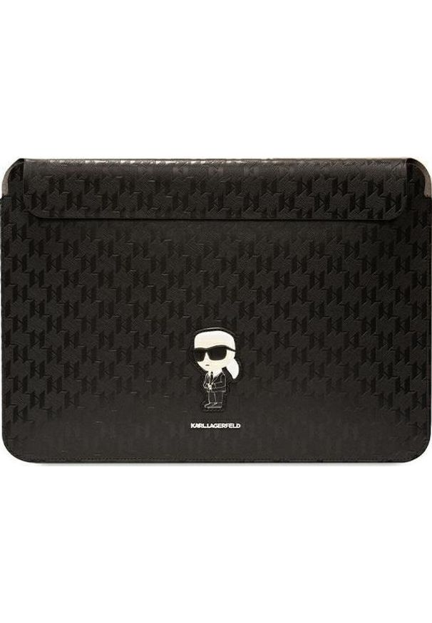 Etui Karl Lagerfeld Karl Lagerfeld Sleeve KLCS16SAKHPKK 16" czarny/black Saffiano Monogram Ikonik. Kolor: czarny