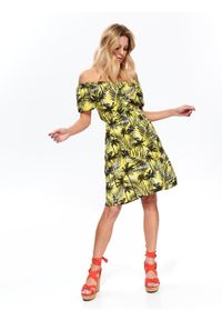 DRYWASH - Printowana sukienka. Kolor: żółty. Długość rękawa: krótki rękaw. Wzór: nadruk. Sezon: wiosna, lato. Styl: wakacyjny #4