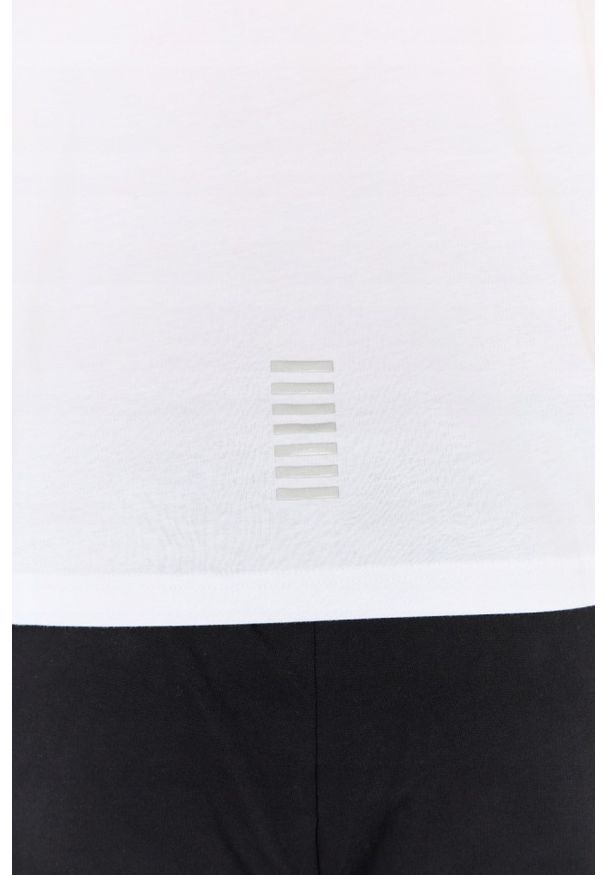 EA7 Emporio Armani - EA7 Biały t-shirt męski z małym szarym logo, Rozmiar L. Kolor: biały