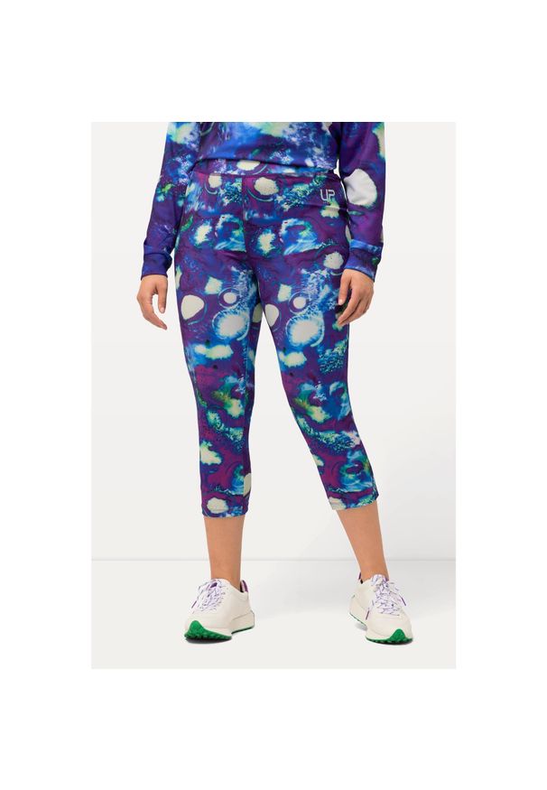 ULLA POPKEN - Damskie Funkcjonalne legginsy 3/4 kieszeń na zamek wysoki stan. Stan: podwyższony. Kolekcja: plus size. Kolor: niebieski. Materiał: poliester, materiał