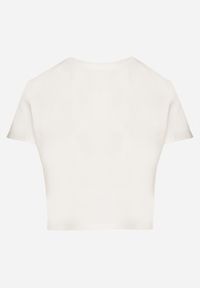 Born2be - Biały T-shirt z Bawełny o Krótkim Kroju Galarina. Okazja: na co dzień. Kolor: biały. Materiał: bawełna. Długość: krótkie. Styl: klasyczny, elegancki, casual
