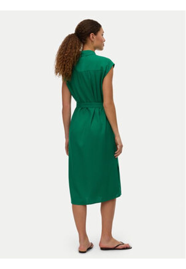 Vero Moda Sukienka koszulowa Mymilo 10282532 Zielony Regular Fit. Kolor: zielony. Materiał: len. Typ sukienki: koszulowe