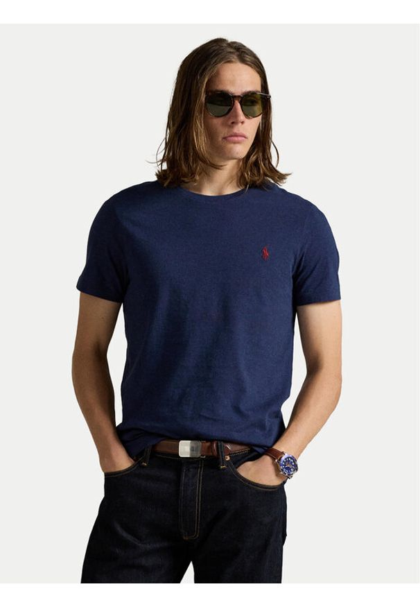 Polo Ralph Lauren T-Shirt 710671438282 Granatowy Slim Fit. Typ kołnierza: polo. Kolor: niebieski. Materiał: bawełna