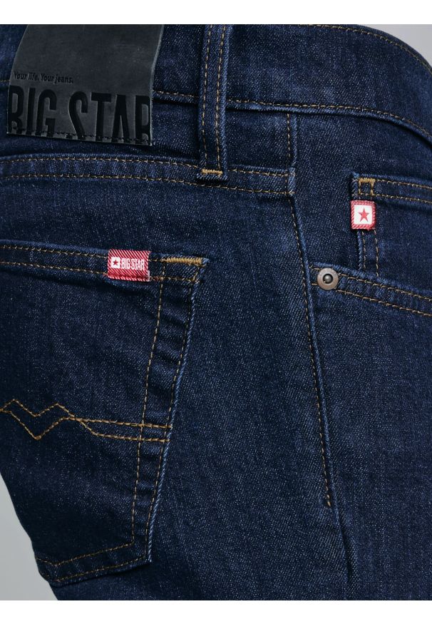 Big-Star - Jeansy męskie dopasowane granatowe Terry 556. Okazja: na co dzień. Stan: obniżony. Kolor: niebieski. Styl: casual, klasyczny