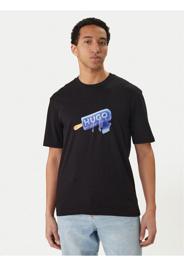Hugo - HUGO T-Shirt 50560049 Czarny Regular Fit. Kolor: czarny. Materiał: bawełna