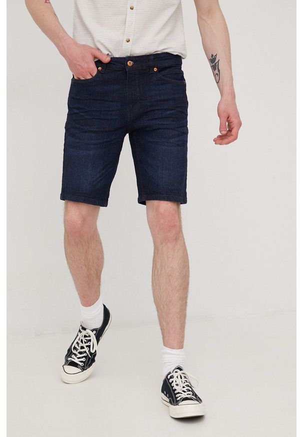 !SOLID - Solid szorty jeansowe męskie kolor granatowy. Kolor: niebieski. Materiał: jeans