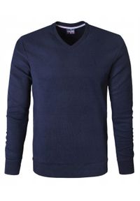Wygodna Bawełniana Bluza - Pako Jeans - Granatowa. Kolor: niebieski. Materiał: poliester, bawełna