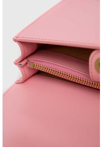 Pinko torebka skórzana kolor różowy. Kolor: różowy. Materiał: skórzane #4