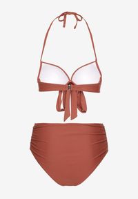Born2be - Jasnobrązowe Bikini Biustonosz z Ozdobnym Wiązaniem i Majtki Figi Fevonellea. Kolor: brązowy. Wzór: aplikacja #5