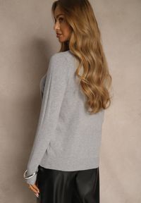 Renee - Szary Casualowy Sweter z Półgolfem w Minimalistycznym Stylu Seorienne. Okazja: na co dzień. Kolor: szary. Długość: długie. Styl: casual #5